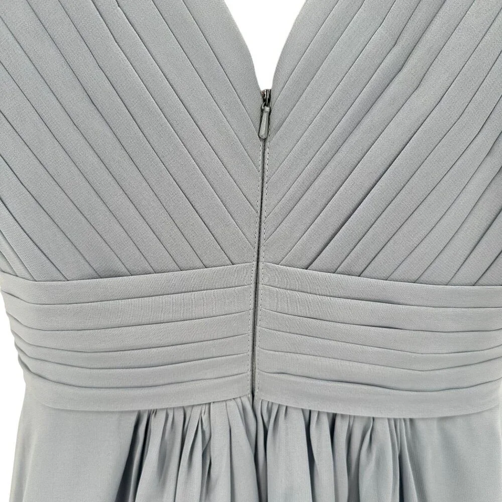 Babaroni Womens Dusty Blue Formal Pleated V Neck & Back Brides Maid Dress US 6 - Picture 6 of 10